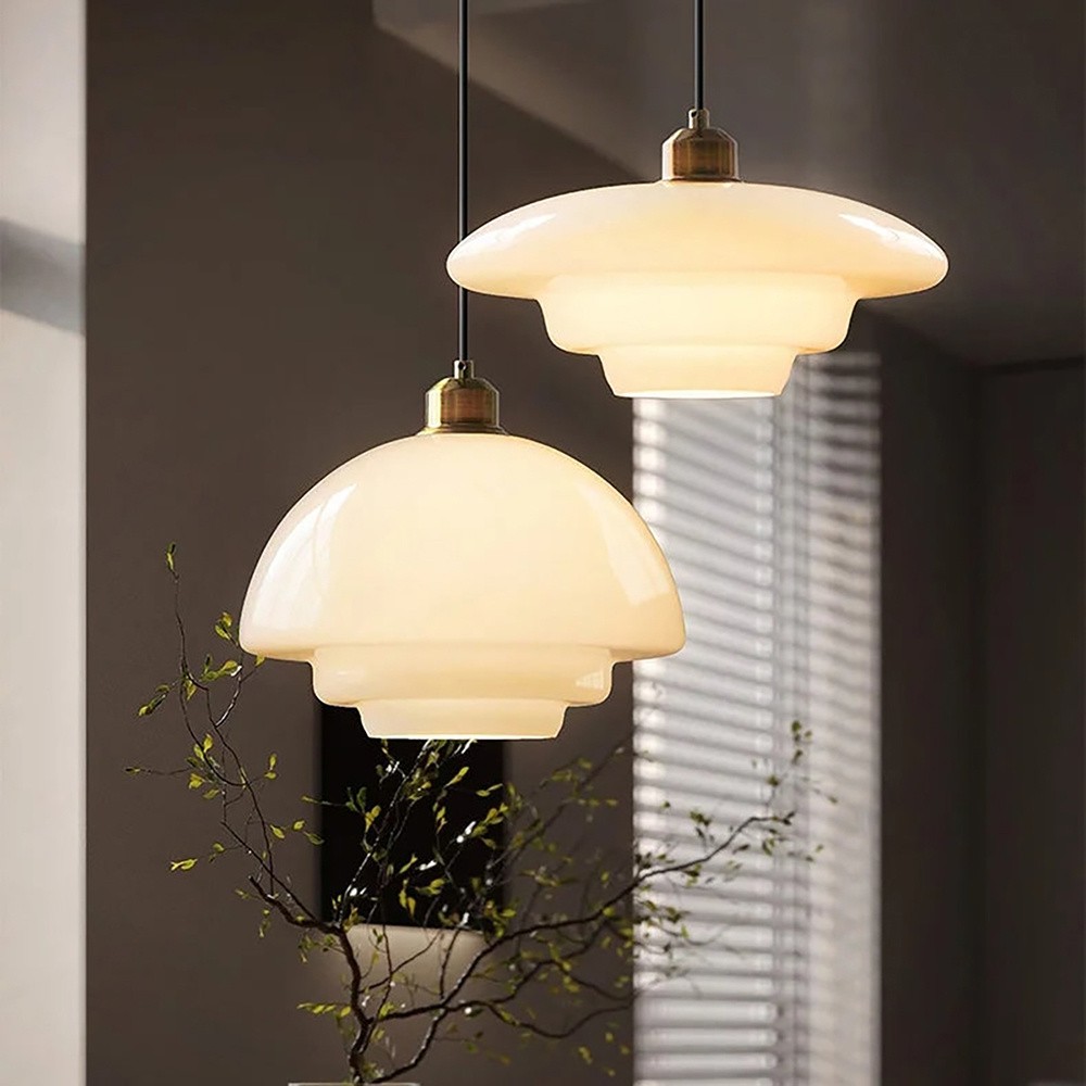 Mid-Century Art Milk White Glass Pendant Lamp S81