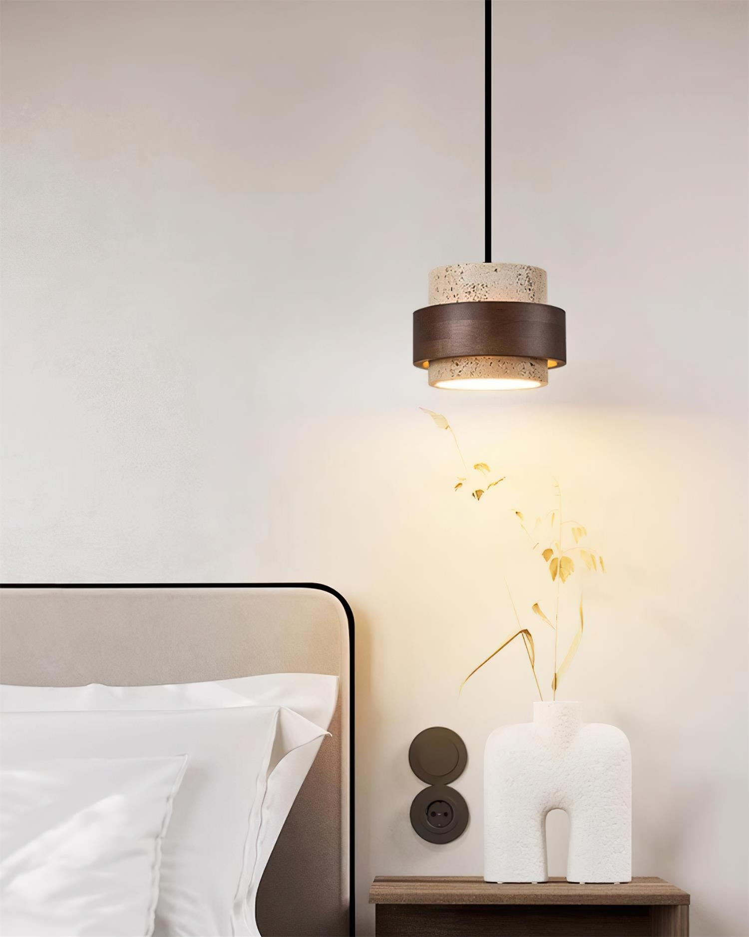 Cole Travertine Plug In Pendant Lamp D56