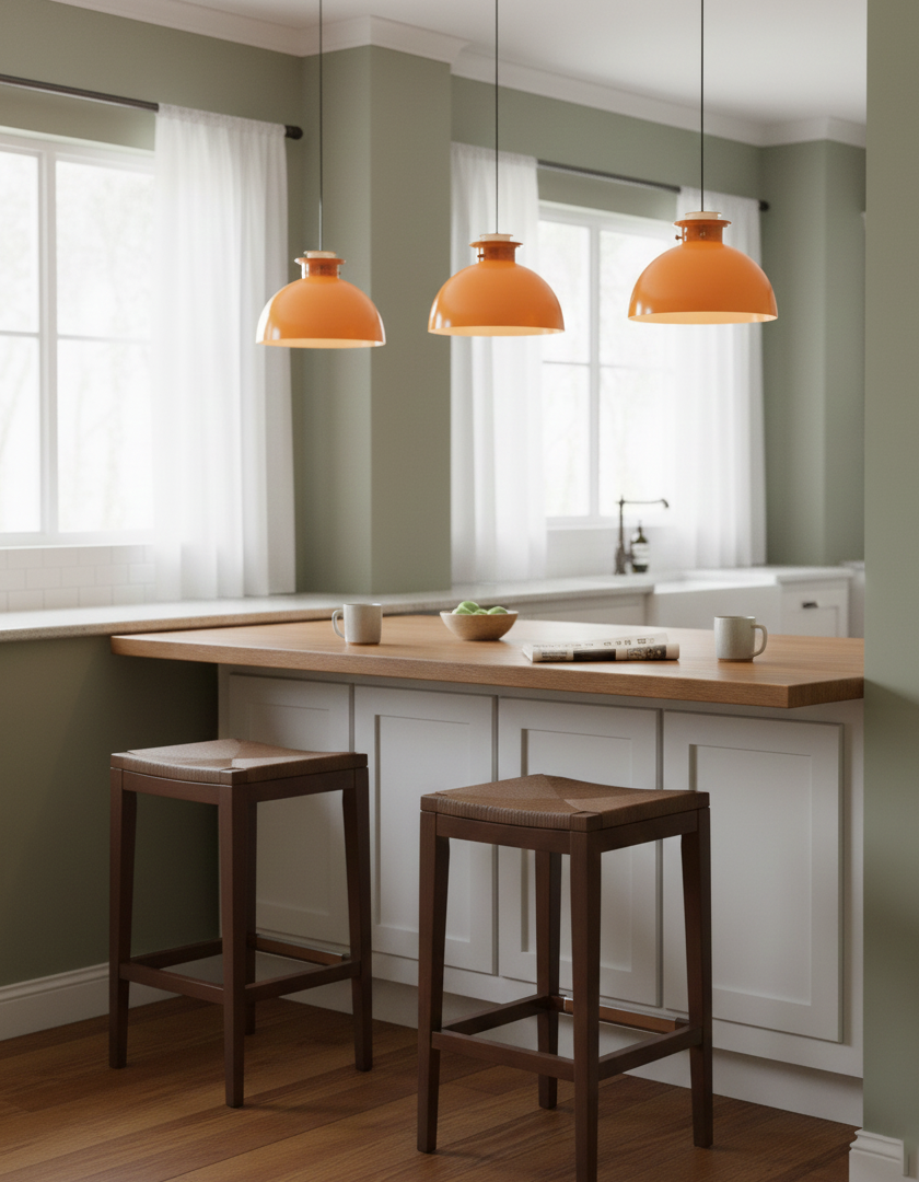 Lampy wiszące Glebe nad jasną wyspą kuchenną