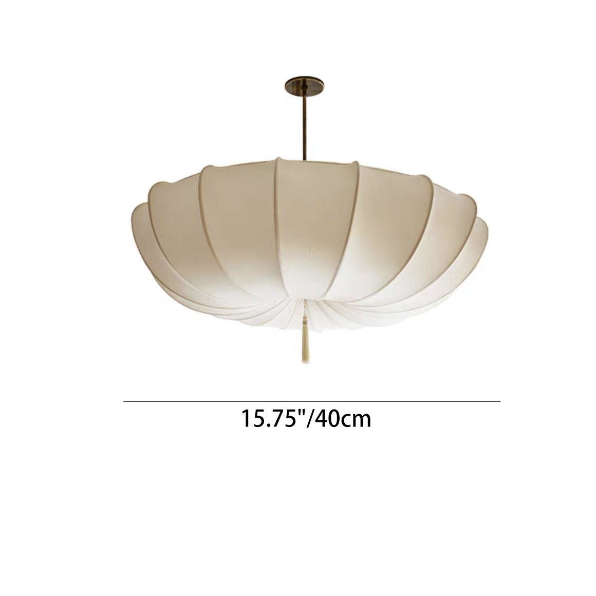 Traditional Japanese Round Iron Frame Fabric Shade 3/5 Light Chandelier For Living Room T261