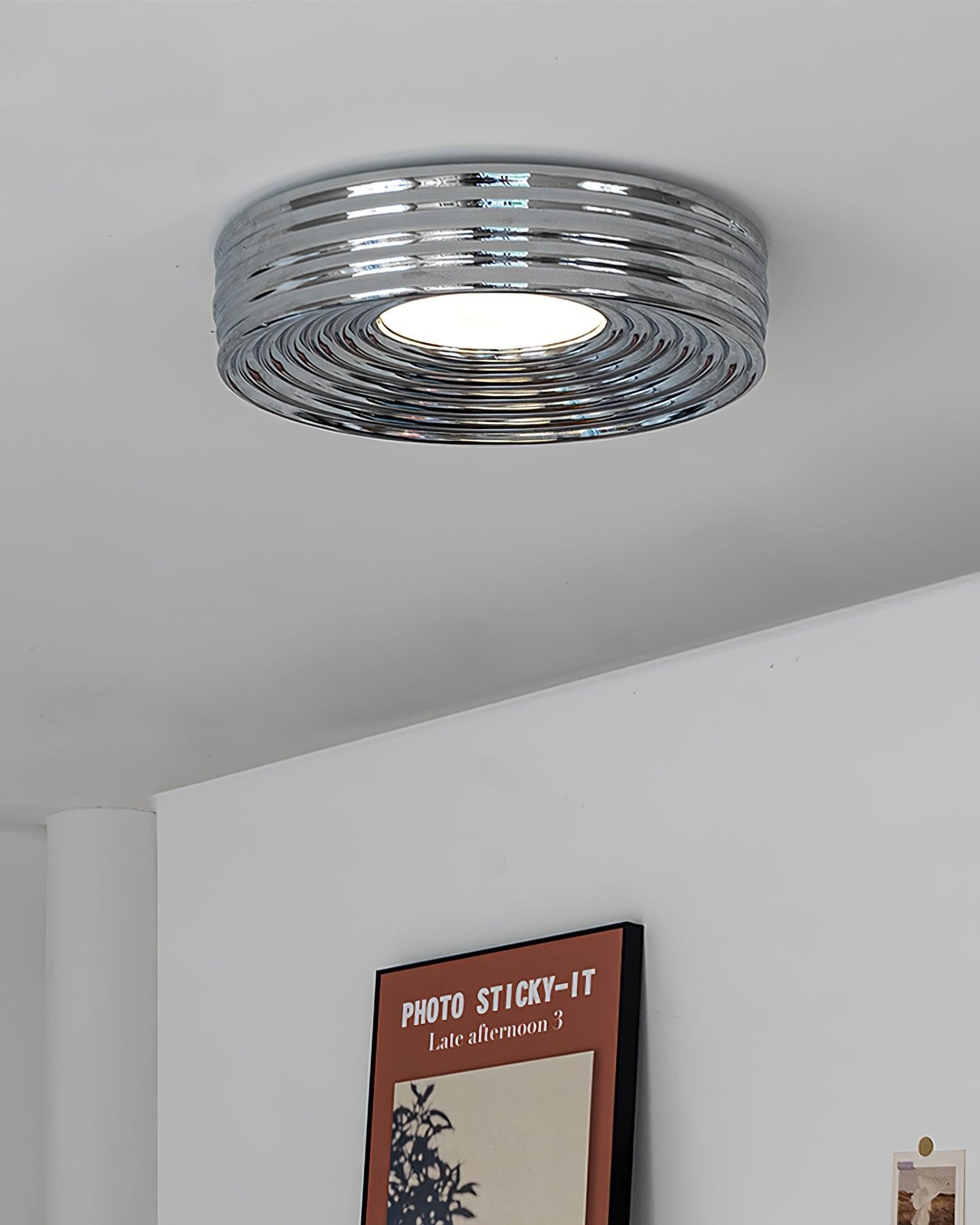 Cream Ribbed Three-color Changing Ceiling Light M392
