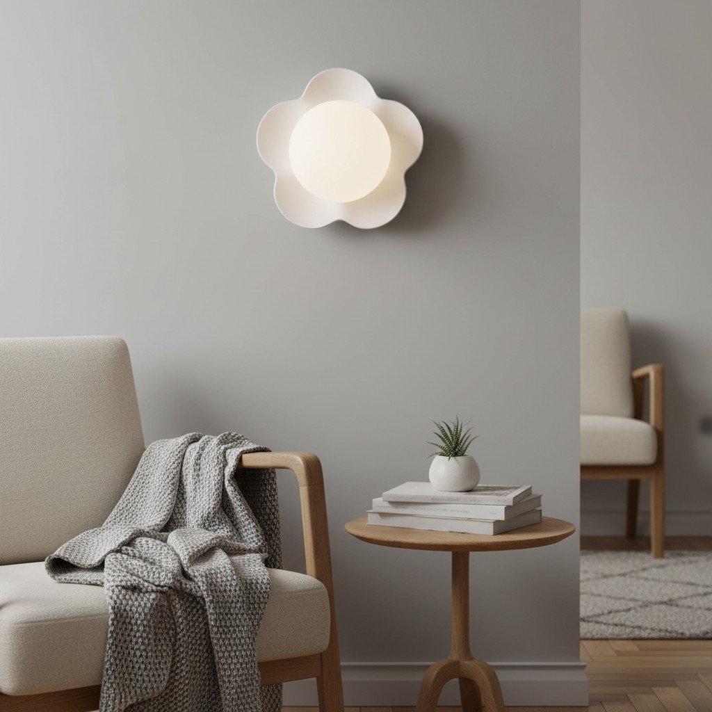 Florixa Blooming Flower Wall Sconce - Plug-in and Hardwired Lamp for Bedroom Decor T505