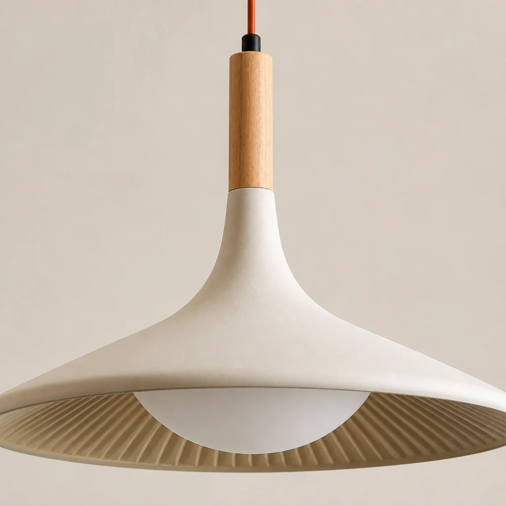 Zbliżenie klosza i wykończenia lampy wiszącej Cascade Breeze
