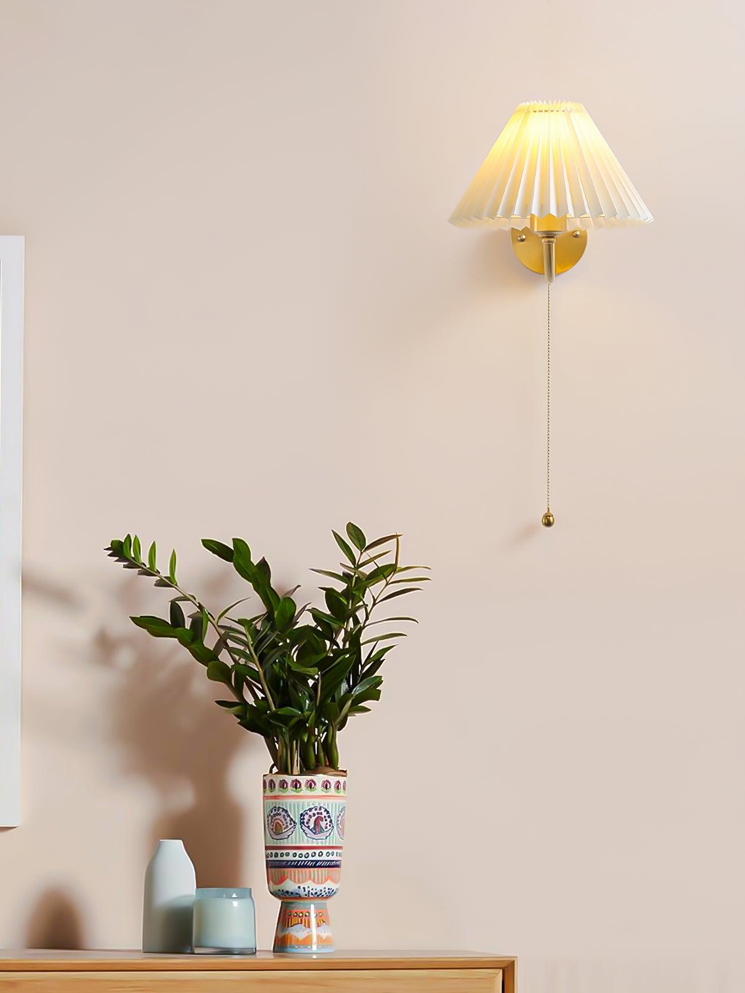 Modern Minimalist Luxury Fabric Brass Wall Lamp For Living Room M437