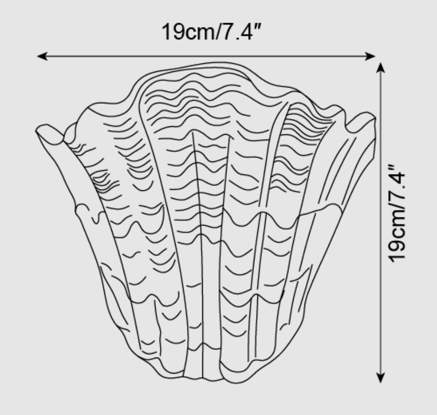Rysunek wymiarowy kinkietu muszlowego Maris o średnicy 19 cm