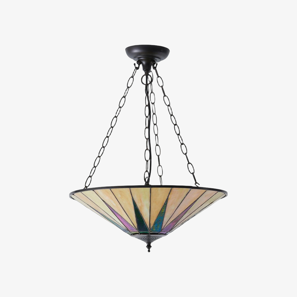 TF Dark Star Tiffany Ceiling Lamp - Stained Glass Star Design for Dining or Hall T637