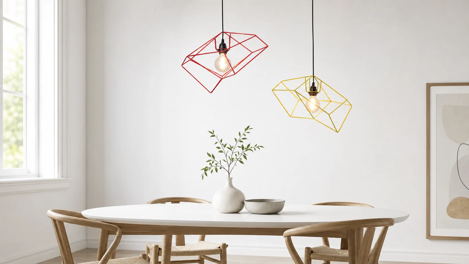 Geometryczna lampa wisząca w aranżacji wnętrza