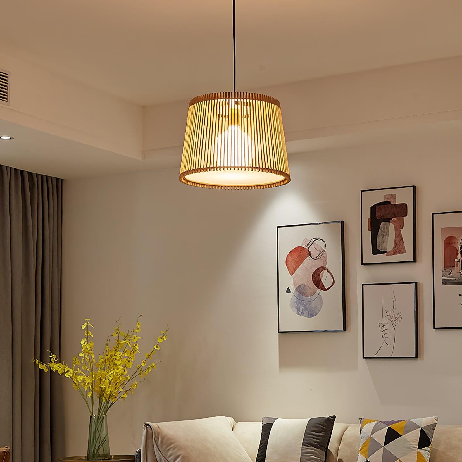 Wooden Log Color Cage Pendant Light M425