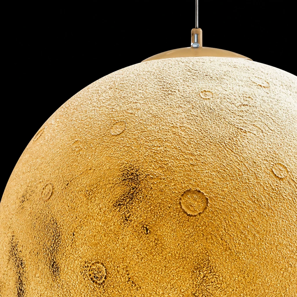 Zbliżenie szczegółów teksturowanej powierzchni wisiorka planetarnego