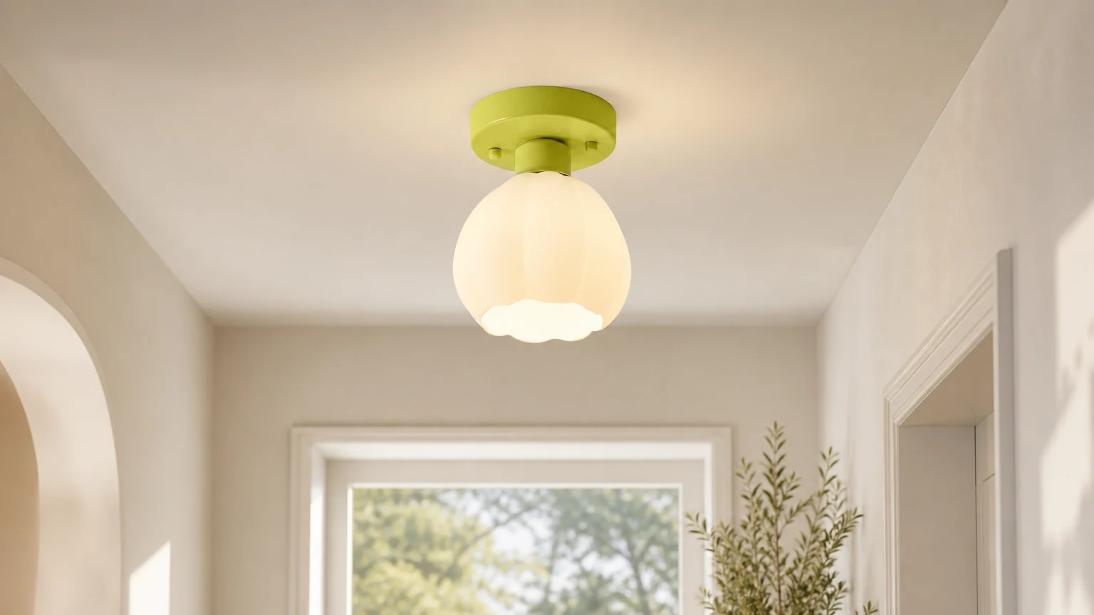 Lampa M380 do montażu wpuszczanego w kwiaty, pokazana w pomieszczeniu