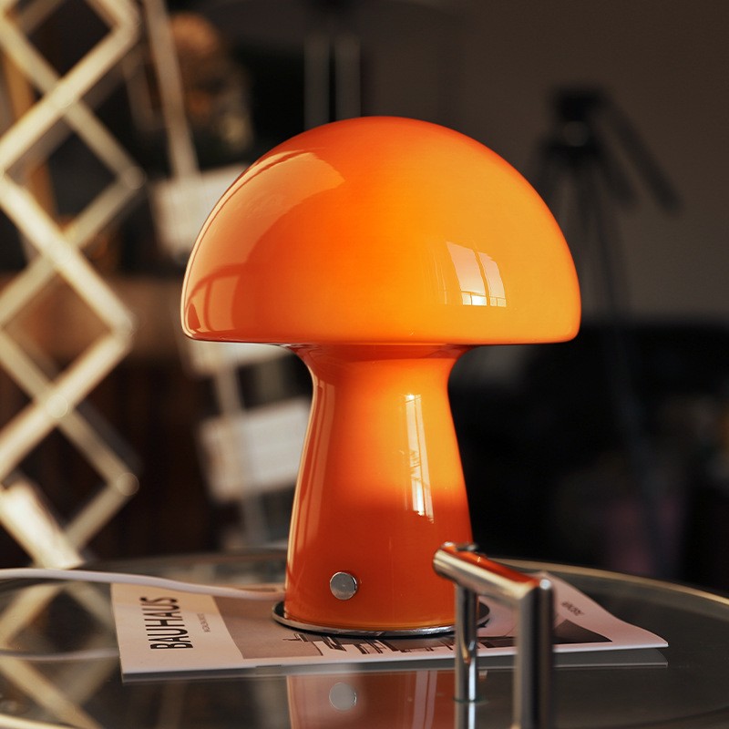 Vintage Bauhaus Glass Mushroom Table Lamp S79