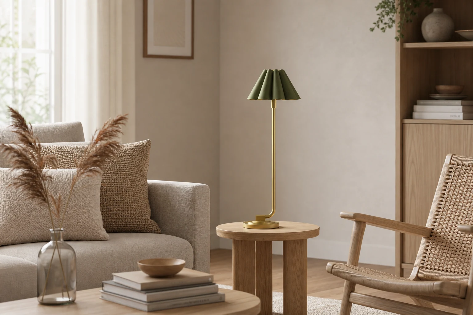 Lámpara de mesa Capirise mostrada en un ambiente de estilo de vida.