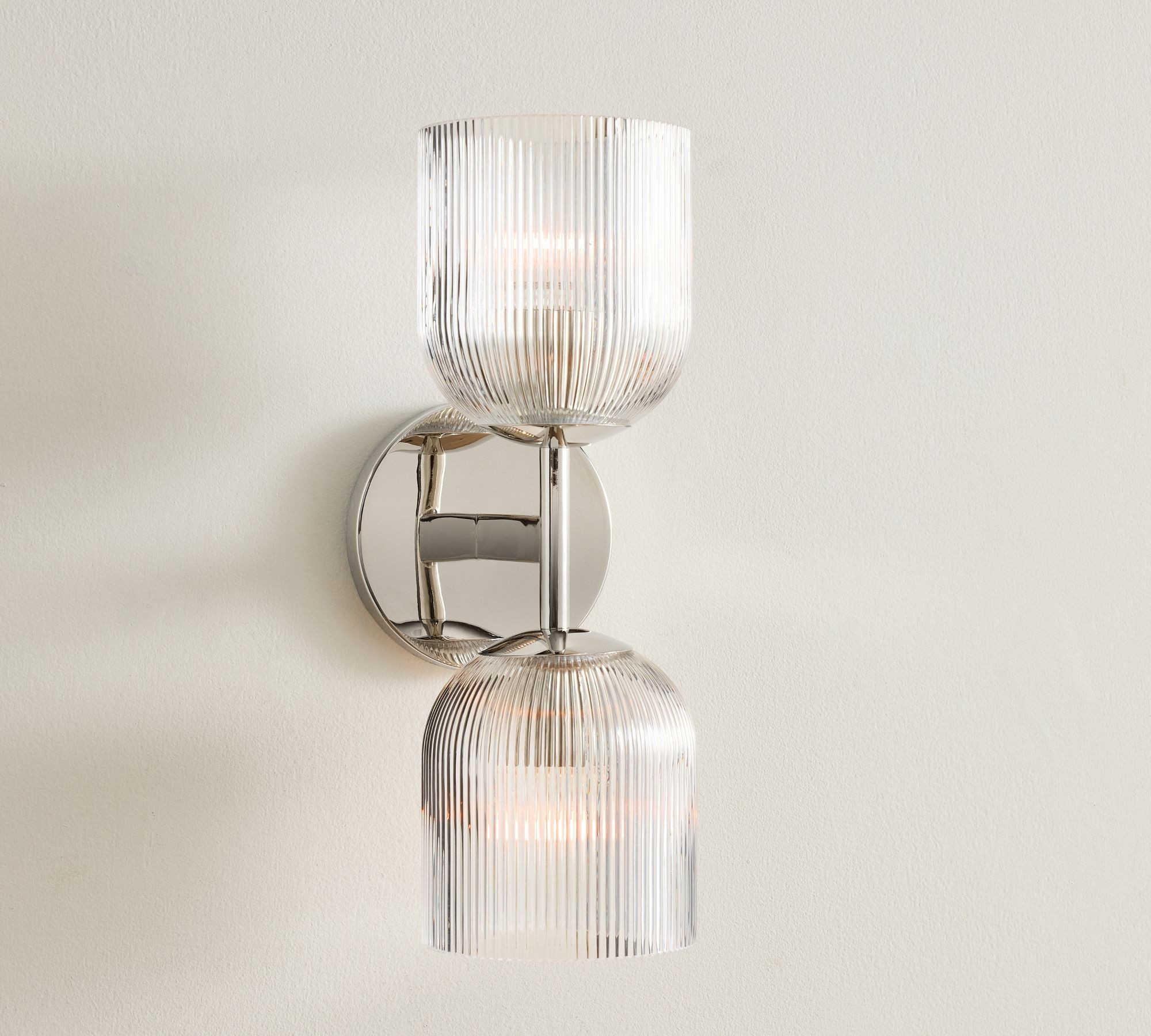 Bravira Ribbed Glass Sconce - Metal Wall Light with Clear Glass Shade T074