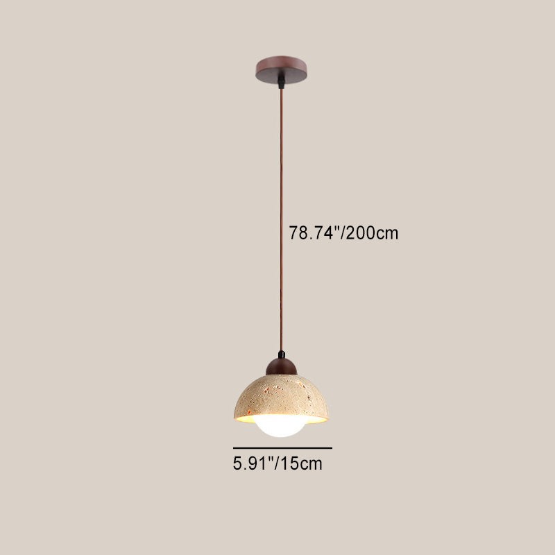 Traditional Japanese Travertine Wood Pendant Lamp M107