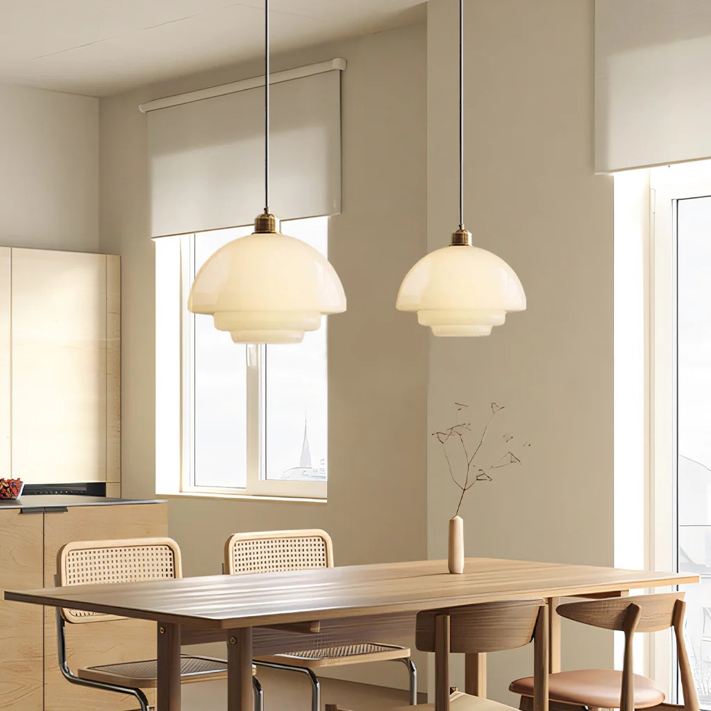 Mid-Century Art Milk White Glass Pendant Lamp S81