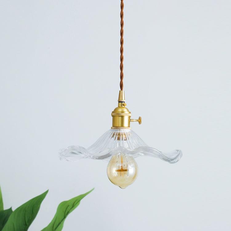 Retro Hibiscus Flower Glass Pendant Light S104