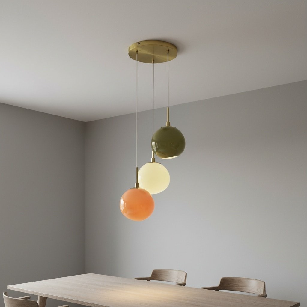 Multi-Shade Opal Glass Pendant - Cluster Hanging Lamp T420