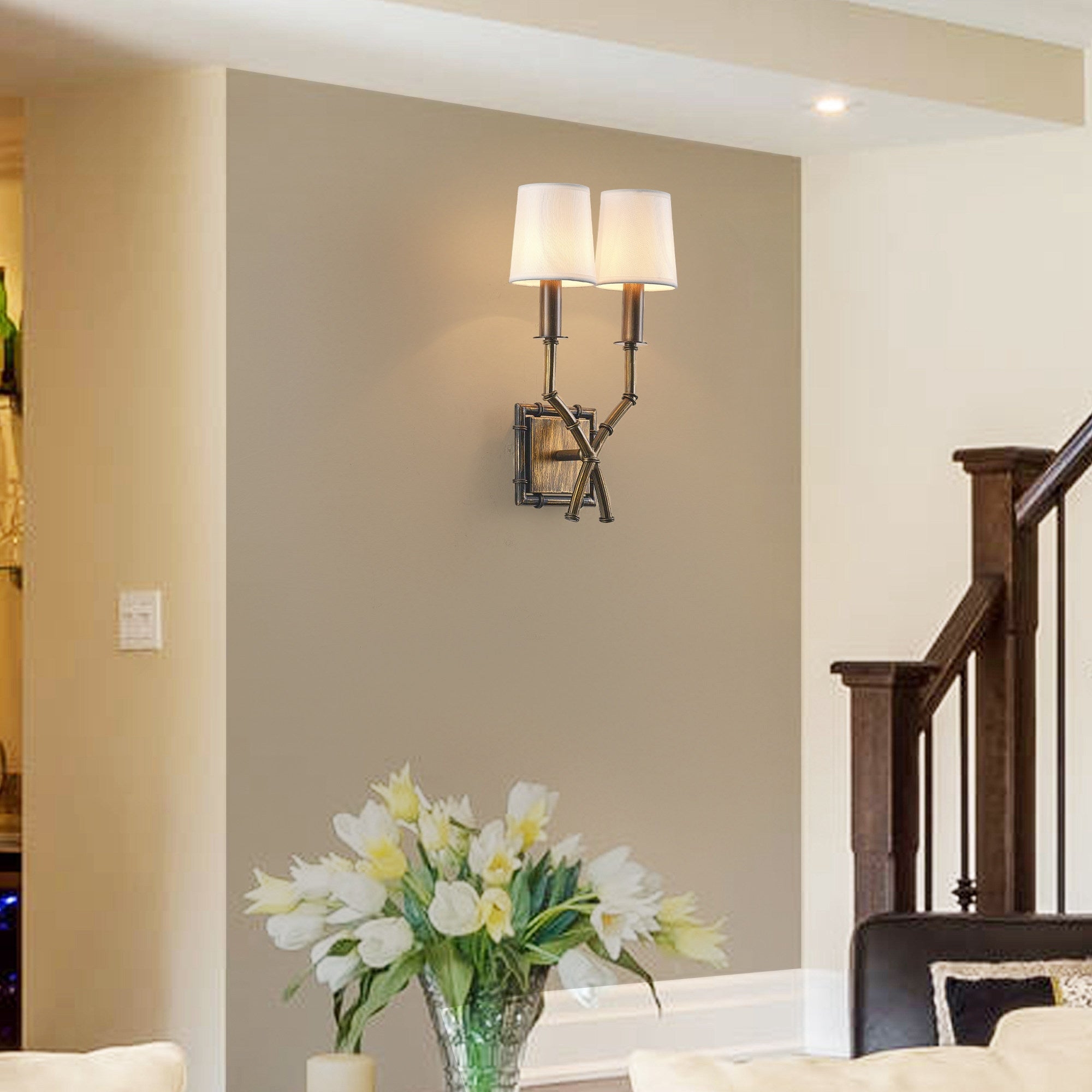 Double Arm Bamboo Sconce D586