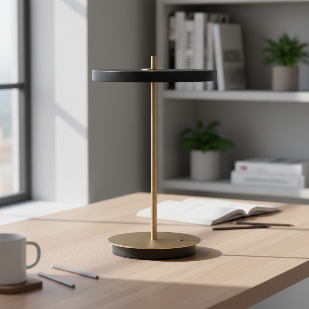 Astris Modern Minimalist Metal Table Lamp Soft LED Illumination for Living Room and Office T581