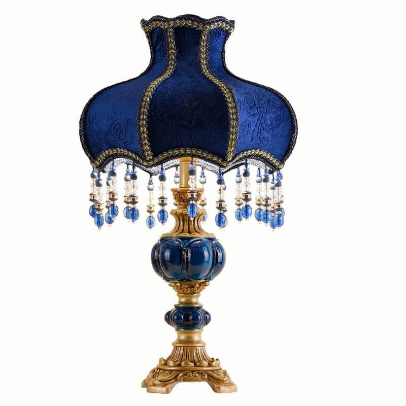 Palace Decoration Design Dark Blue Fabric Table Lamp M14