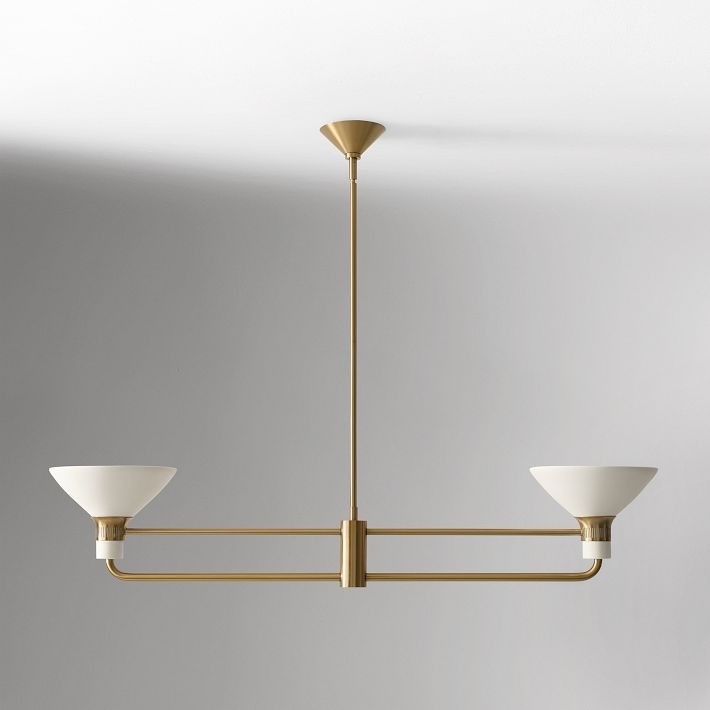 Calvor Adjustable Linear Chandelier – Porcelain & Bronze Pendant Light for Dining Rooms T126
