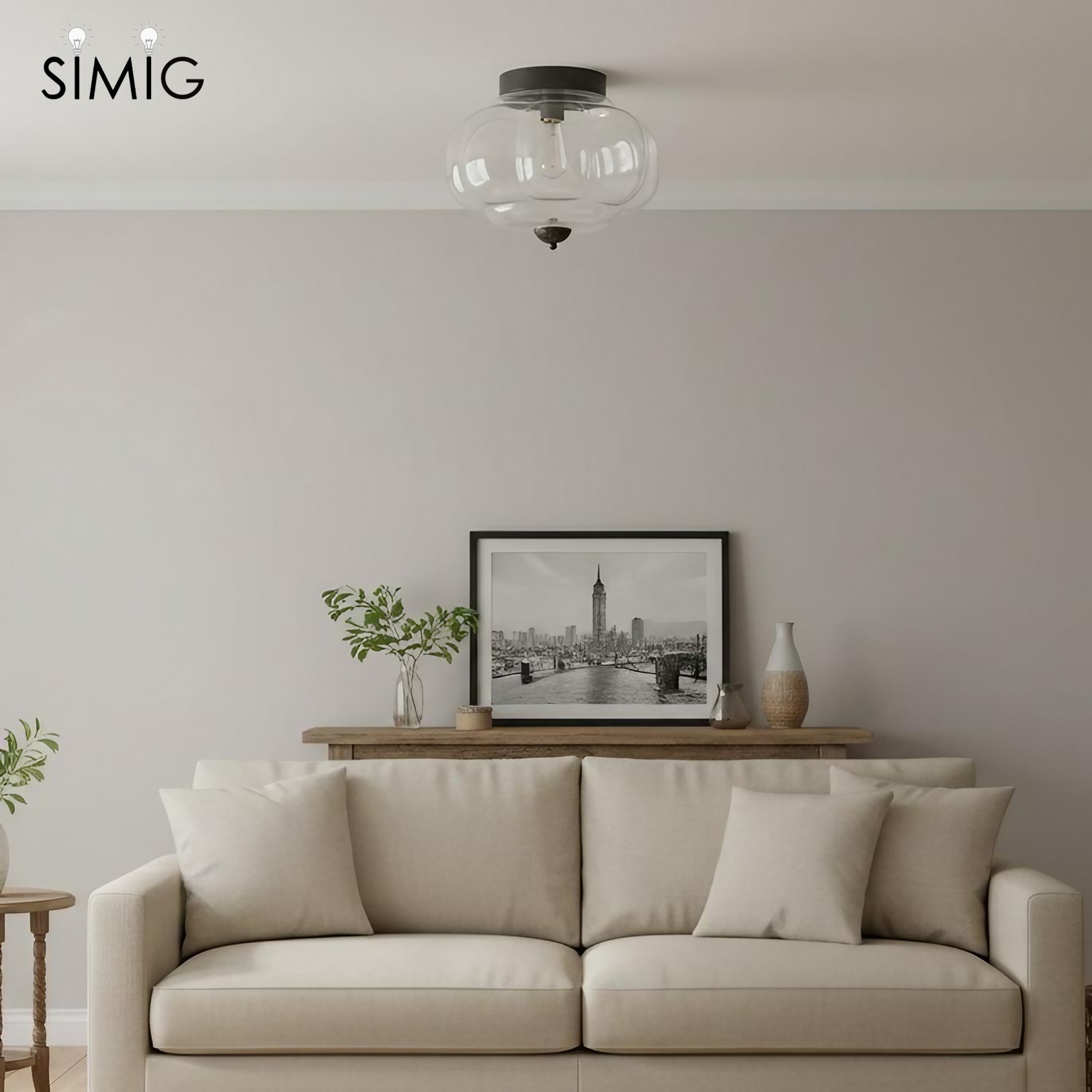 Eloise Retro Milk Glass Semi Flush Mount Ceiling Light G55