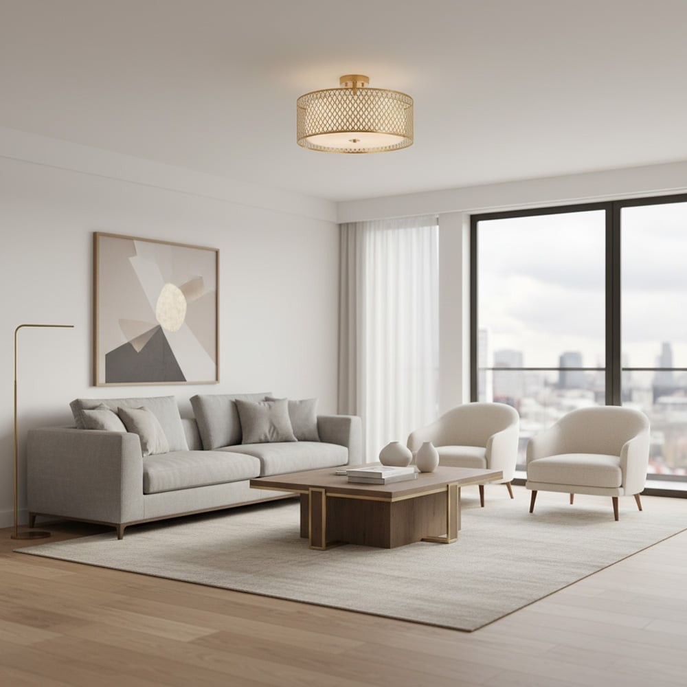 Modern 3 Light Mesh Design Ceiling Light - Dimmable for Living Room T467
