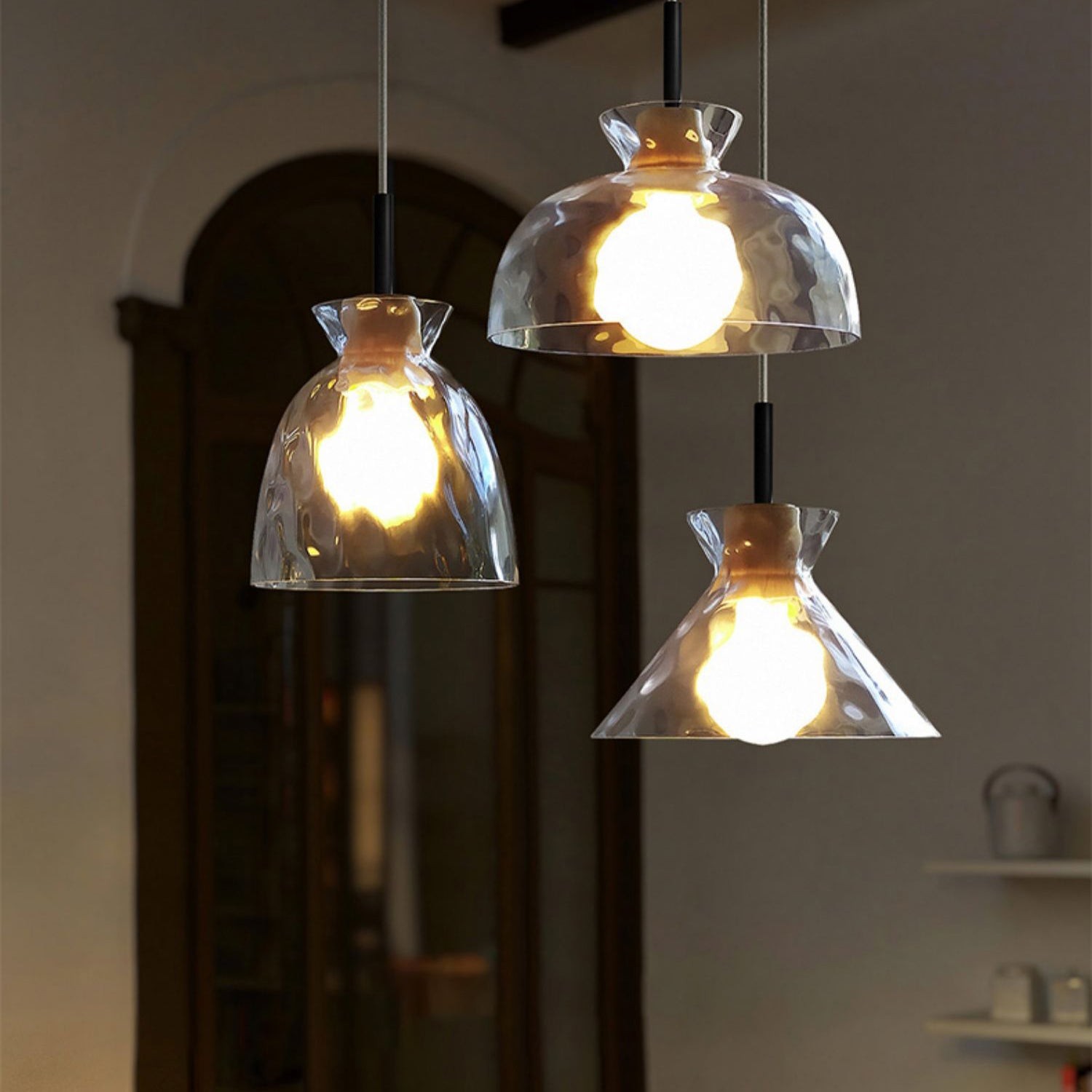 Modern Water Ripple Transparent Glass Pendant Lamp M116
