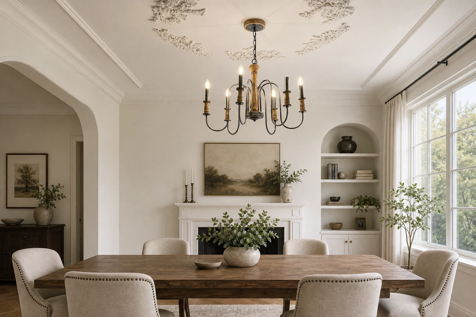 Żyrandol Briarworth D577 scena lifestylowa z widocznym pełnym żyrandolem