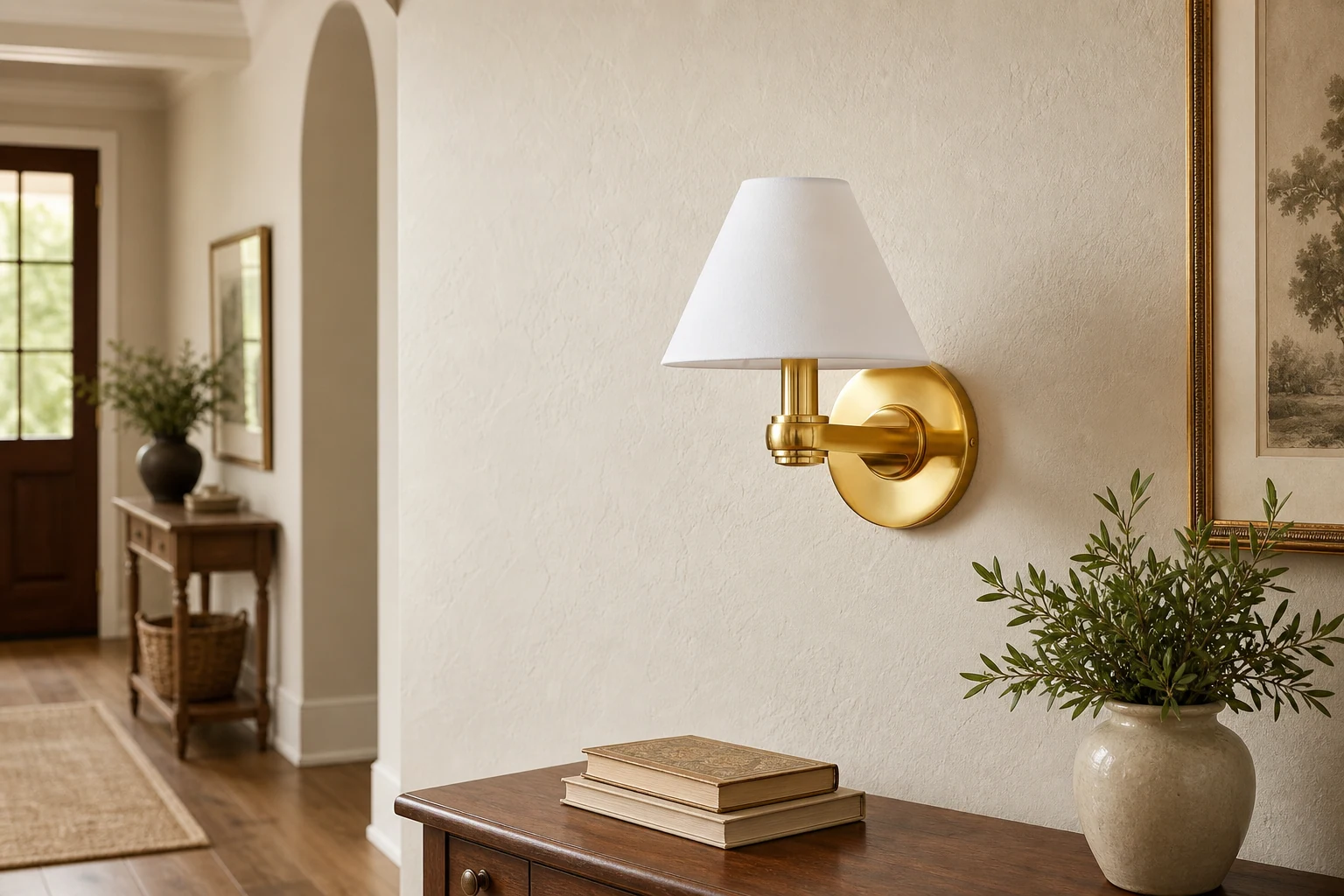Aplique de pared con estilo en una escena de una habitación de estilo de vida.