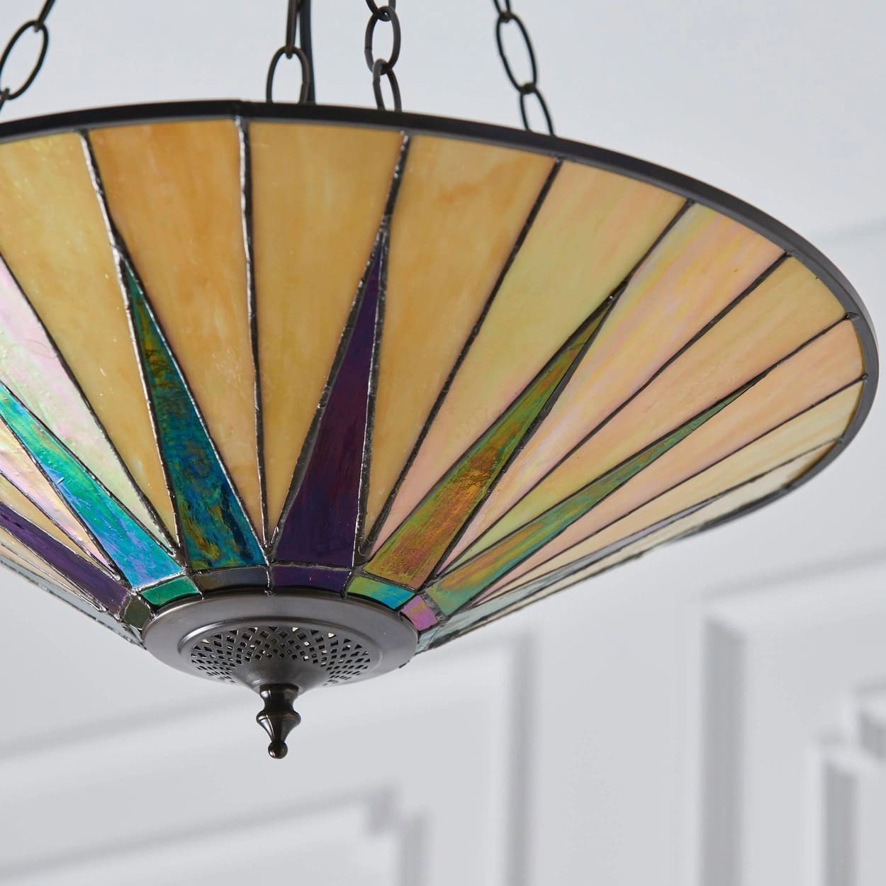 TF Dark Star Tiffany Ceiling Lamp - Stained Glass Star Design for Dining or Hall T637