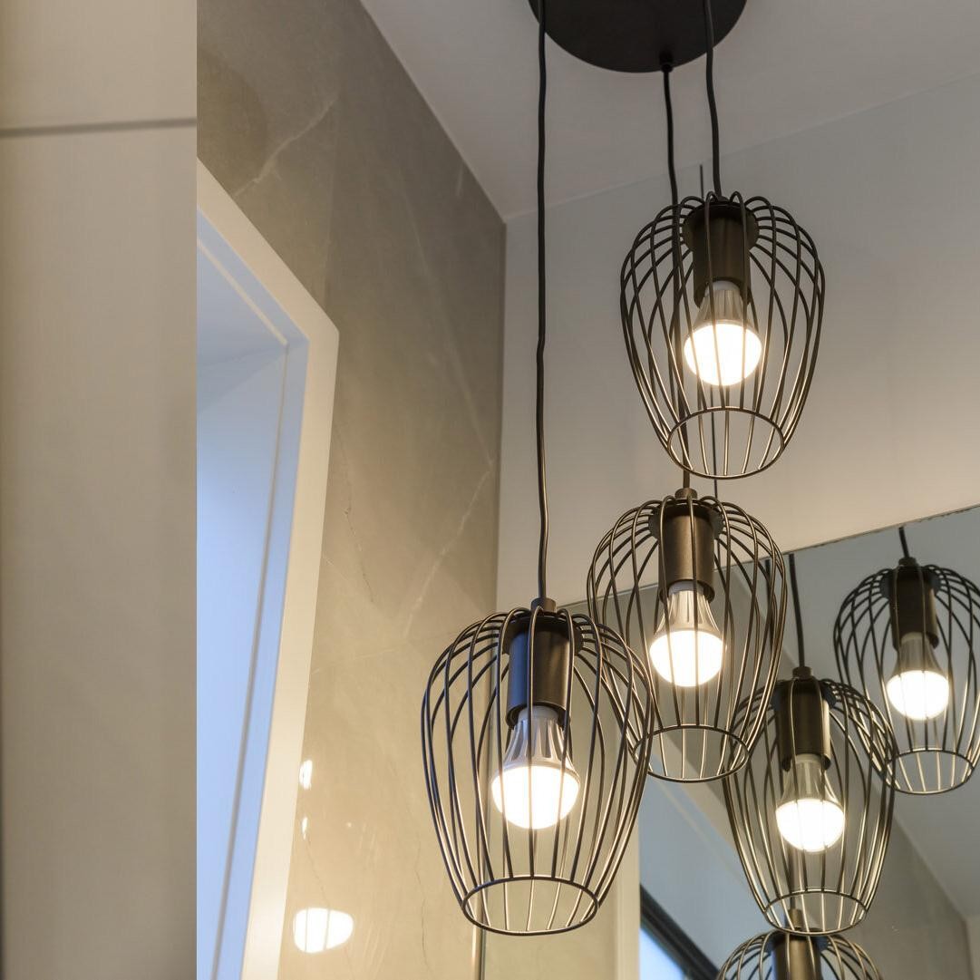 Black Large Vintage Wire Cage Pendant Lamp S68