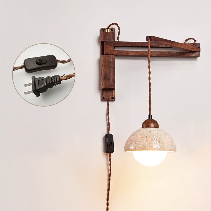 Tia Travertine Swing Arm Plug-in Sconce D685