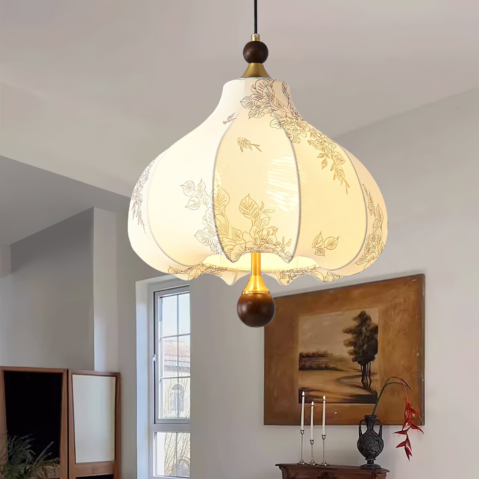 French Retro Fabric Pattern Pendant Lamp M77