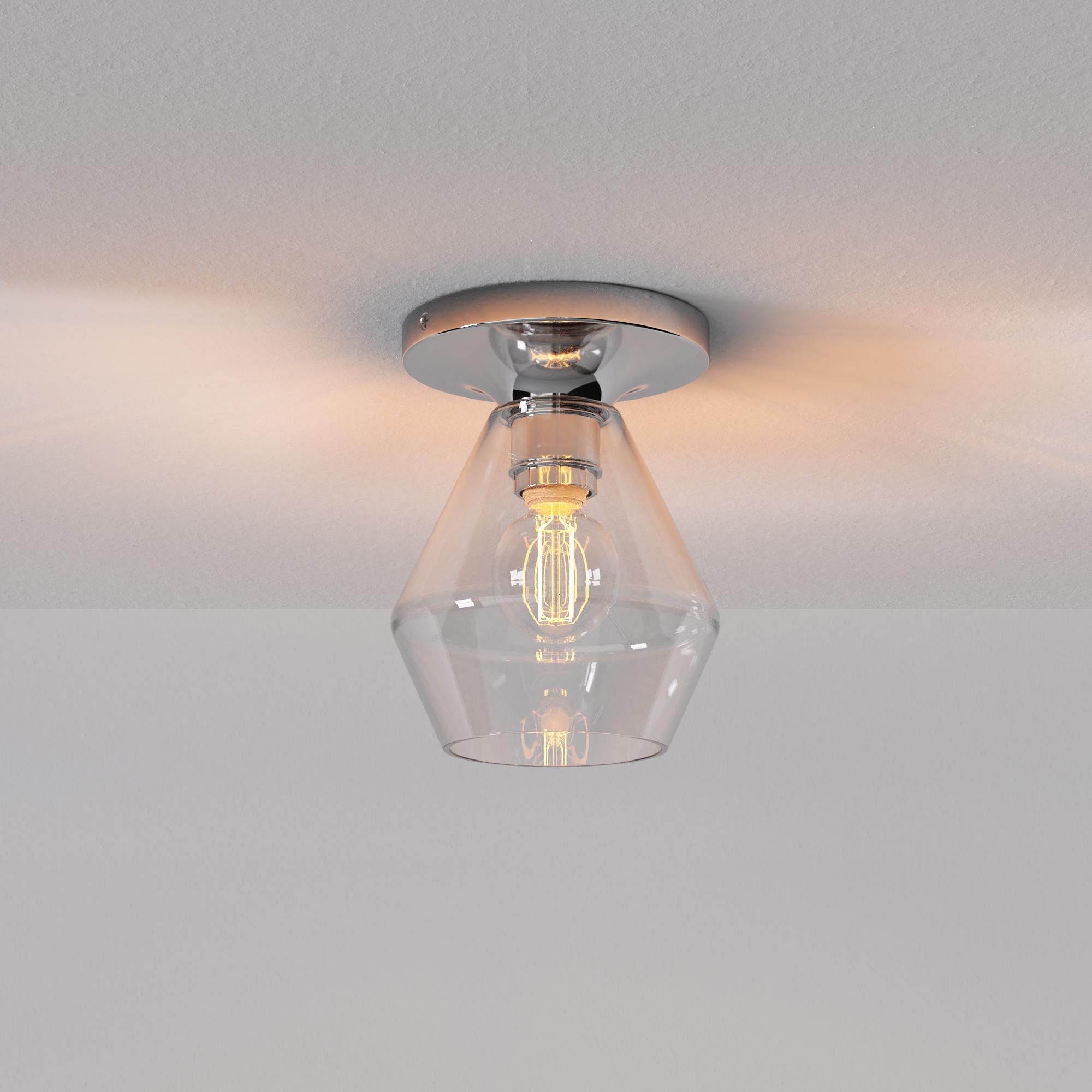 Merin Minimalist Sleek Geometric Glass Flushmount Light T155