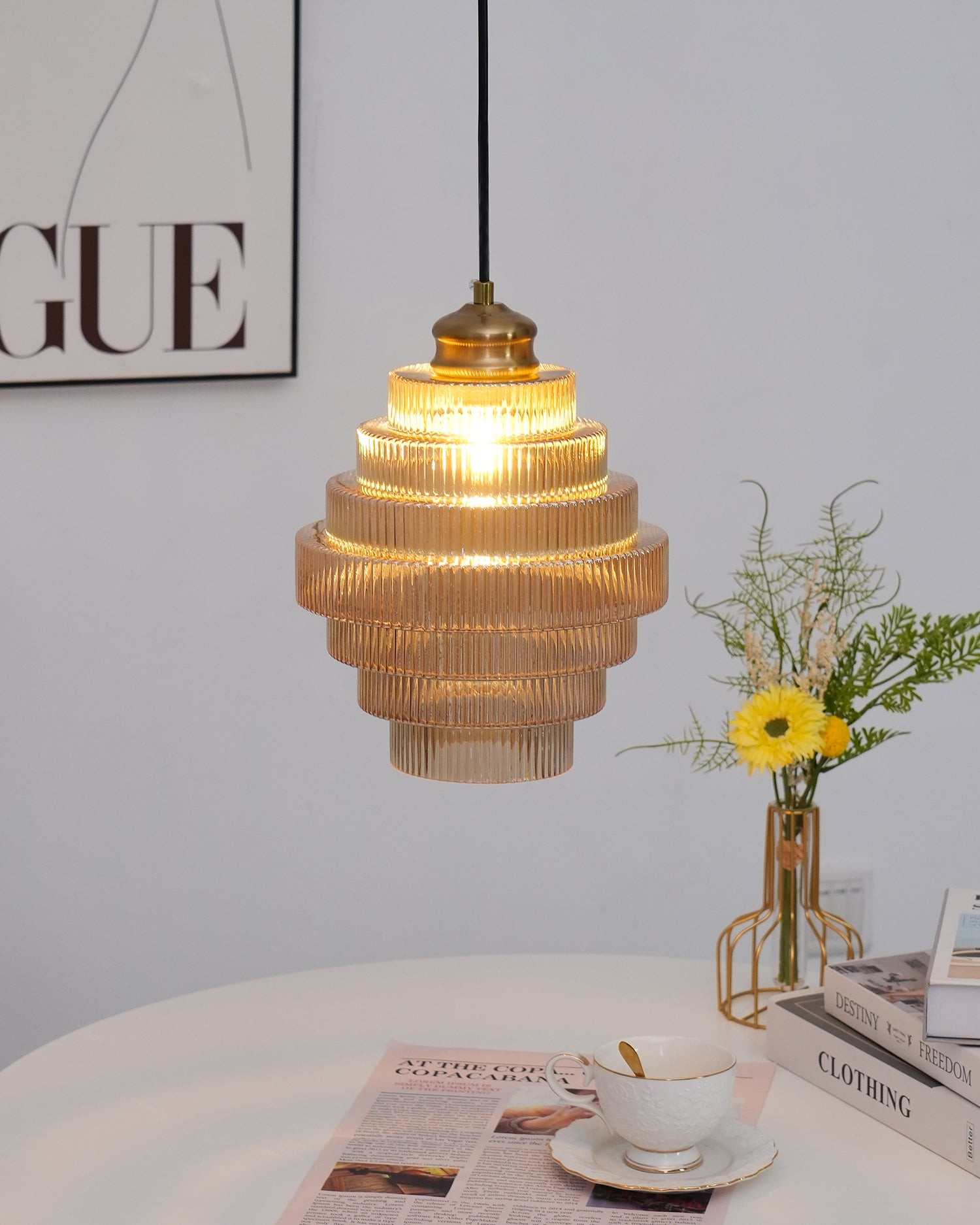 Modern Creative Pleated Design Glass Pendant Lamp M147