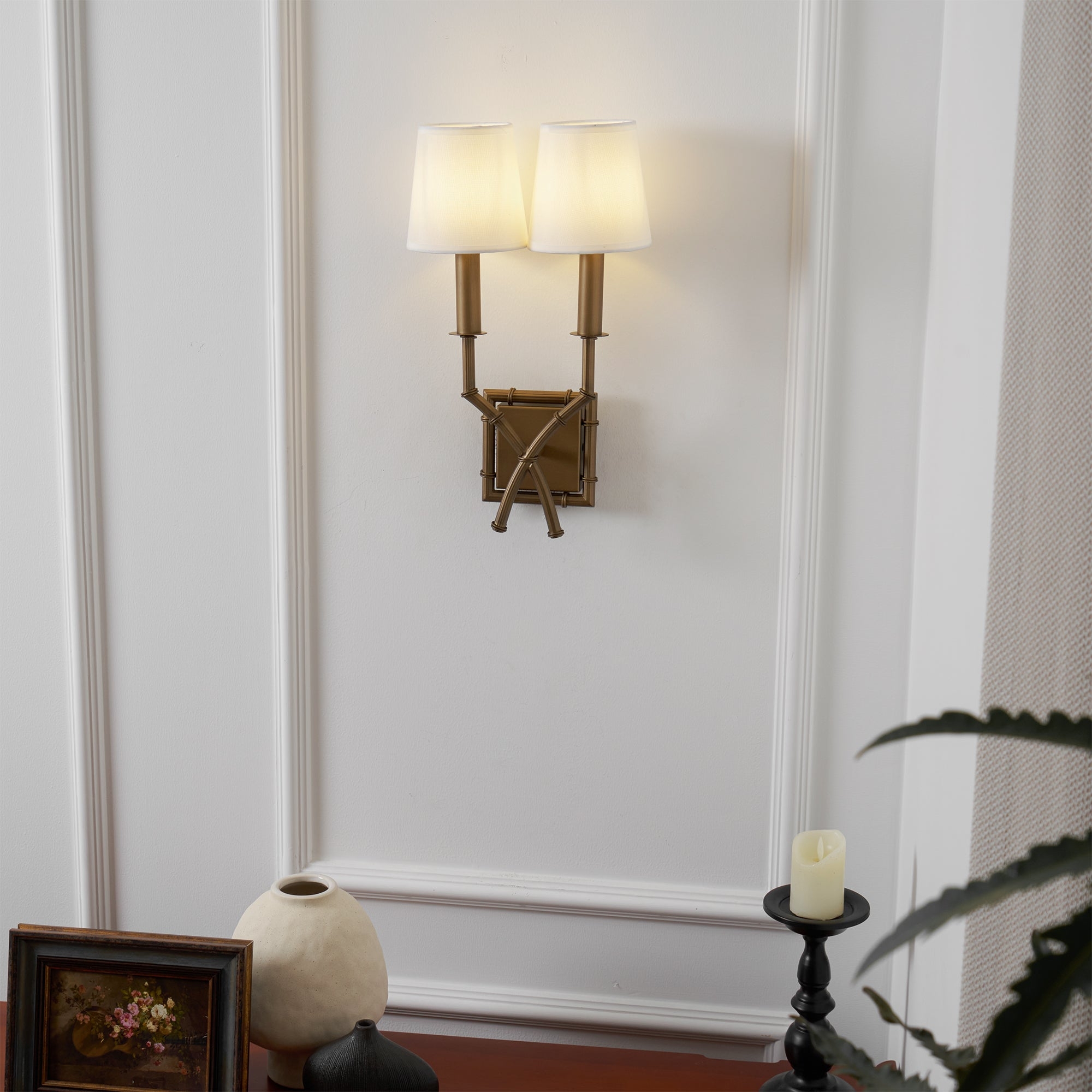 Double Arm Bamboo Sconce D586