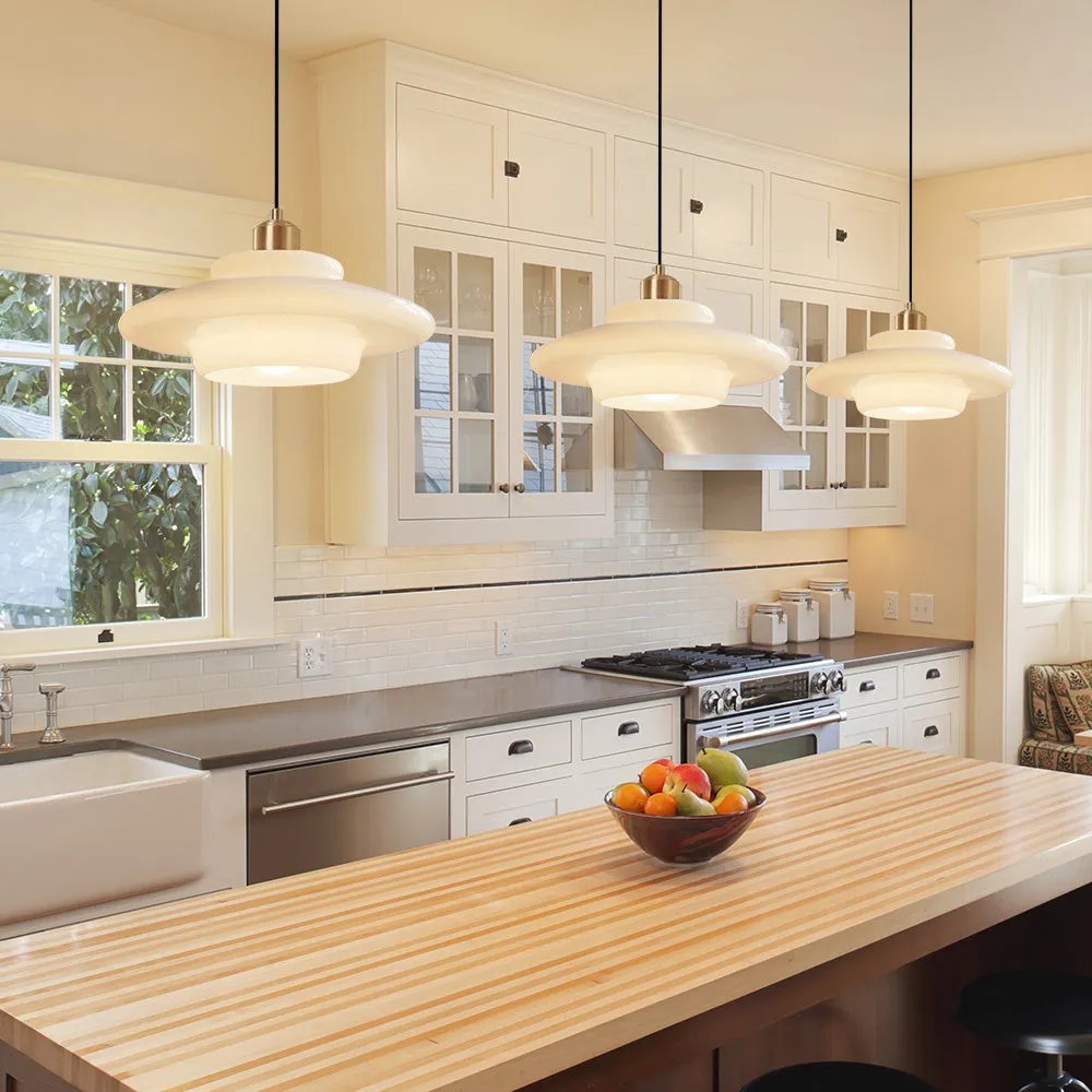 Mid-Century Art Milk White Glass Pendant Lamp S81