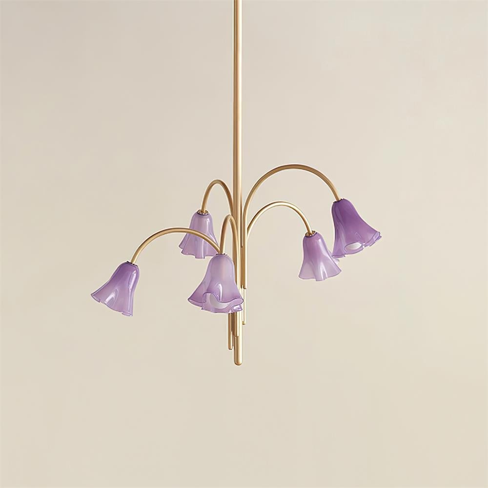 Bellina Modern Romantic Chandelier - Botanical Lily Design with Glass Flowers T280