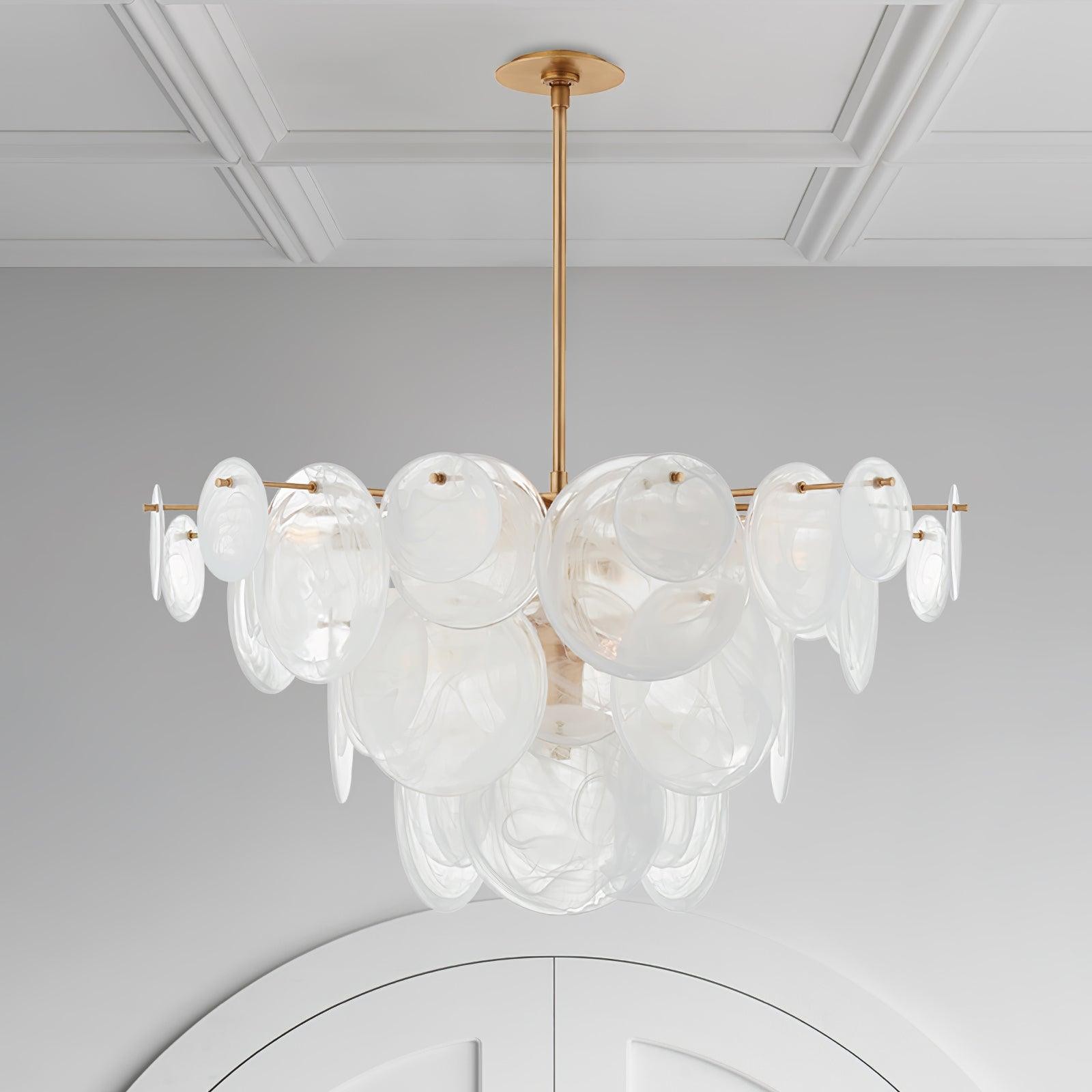 Brass Discs Cascading Chandelier M573