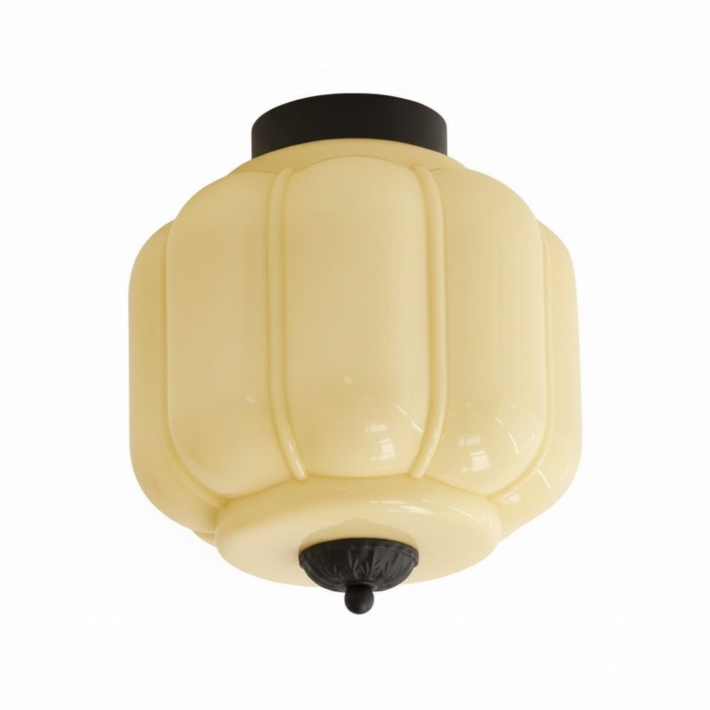Vintage Eloise Milk Glass Flush Mount Ceiling Light - Vintage Charm Soft Glow T287