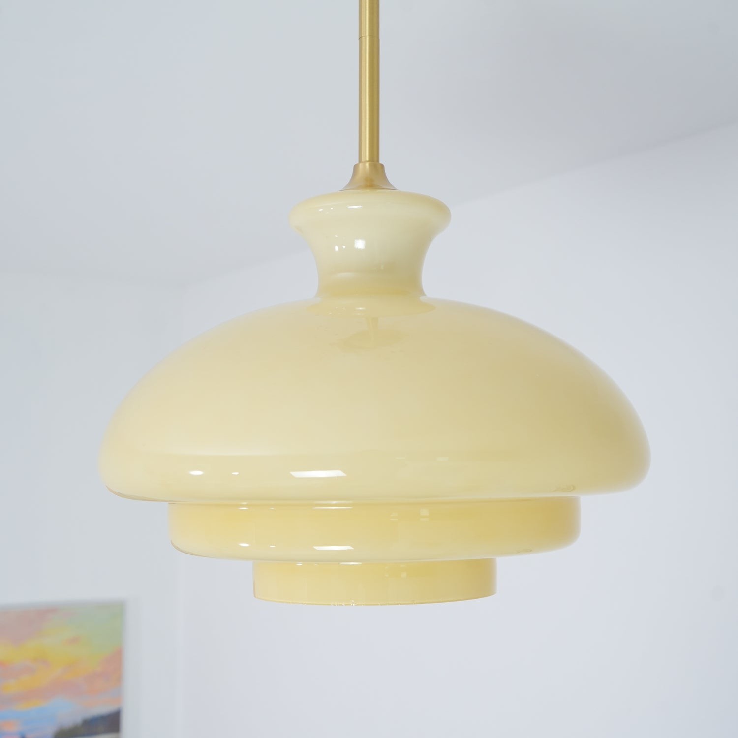 Round Yellow Stylish Simple Glass Pendant Lamp M36