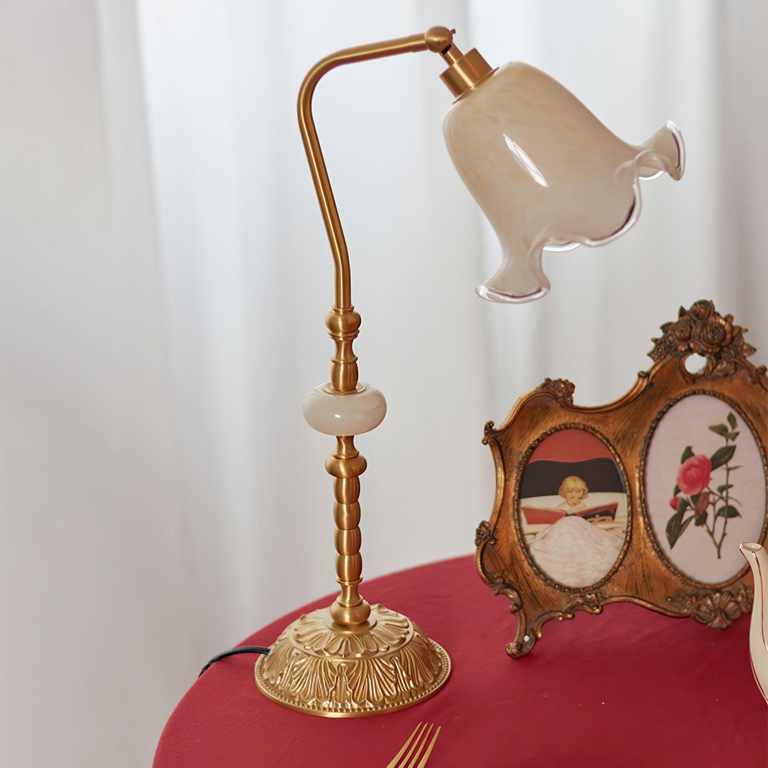 Classic Stylish White Tulip Brass Table Lamp M07