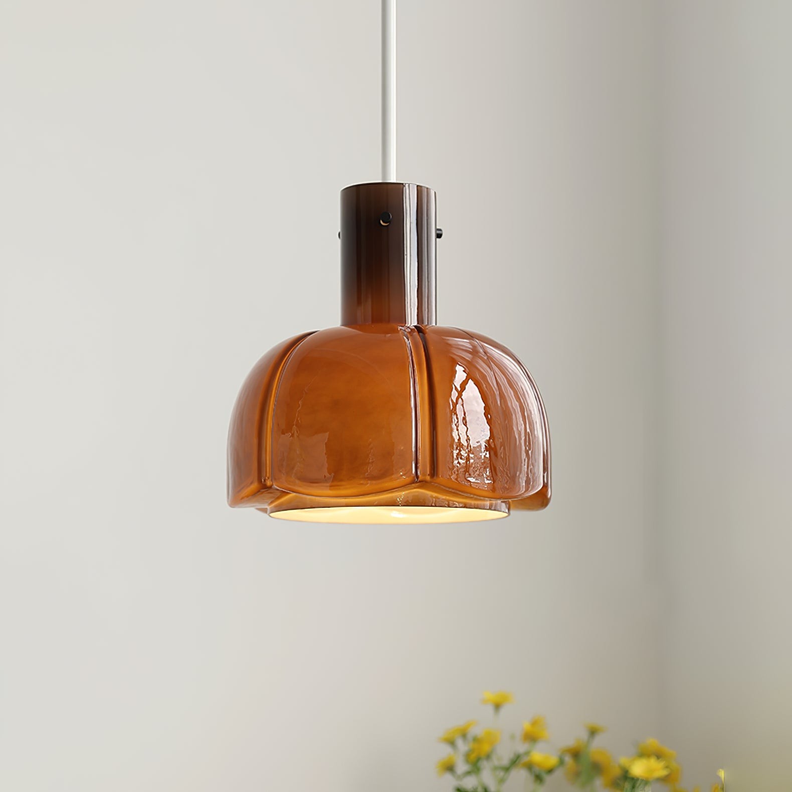 French Pastoral Style Petal Glass Pendant Light M123
