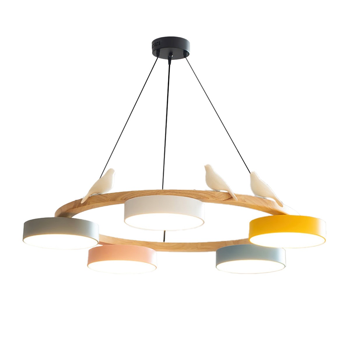 Nordic Wooden Bird Creative Round Chandelier S187