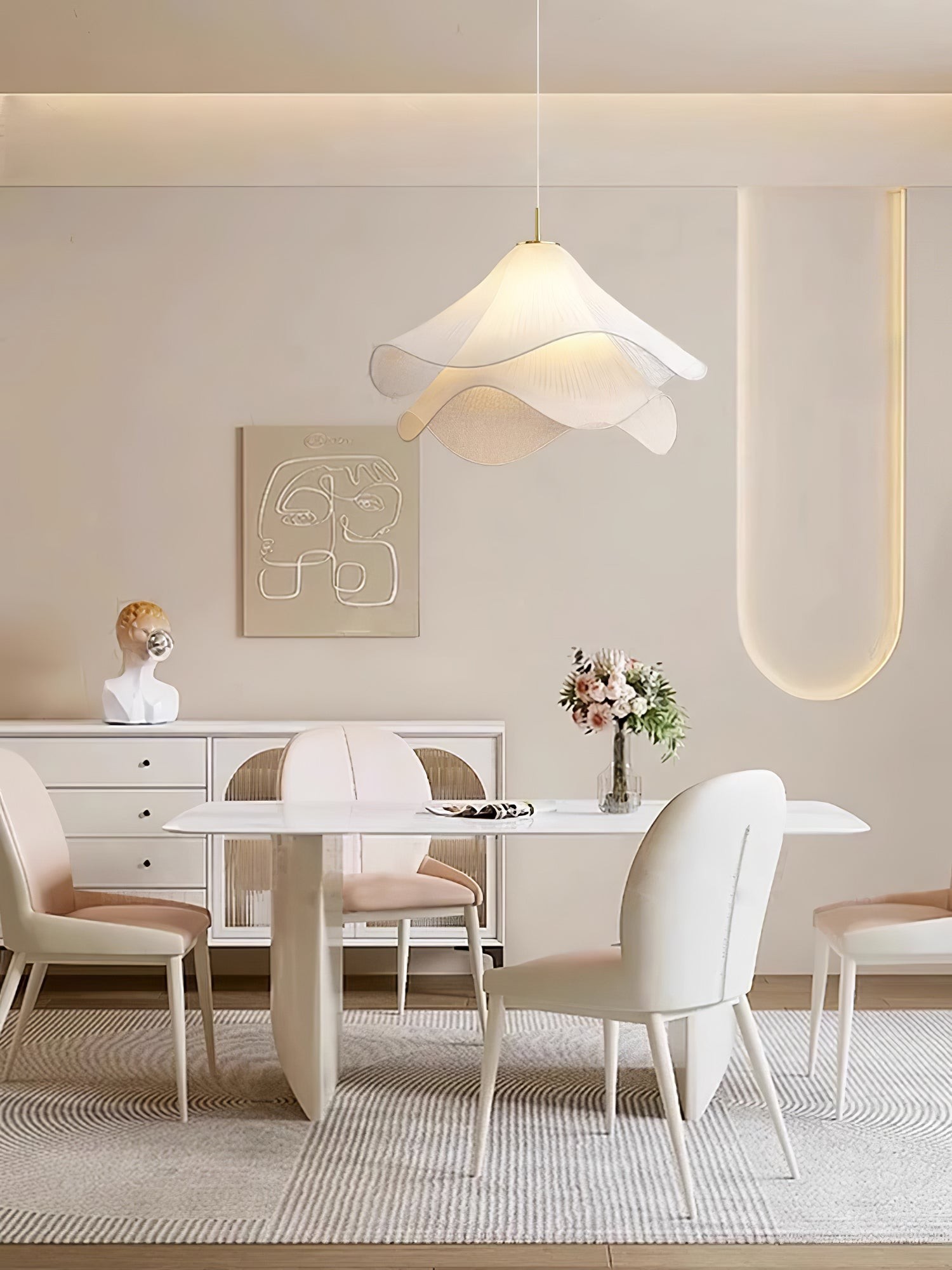 Ethereal Elegant Floral Pendant Light - Adjustable Modern Ceiling Fixture for Living Rooms T087
