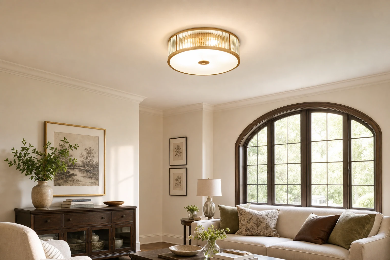 Lampa sufitowa Geneva pokazana w scenie wnętrza lifestylowego