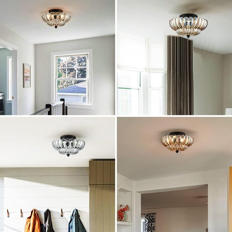 Orilanavo Semi Flush Mount Ceiling Lights Umbrella Shape Glass Lamp G58
