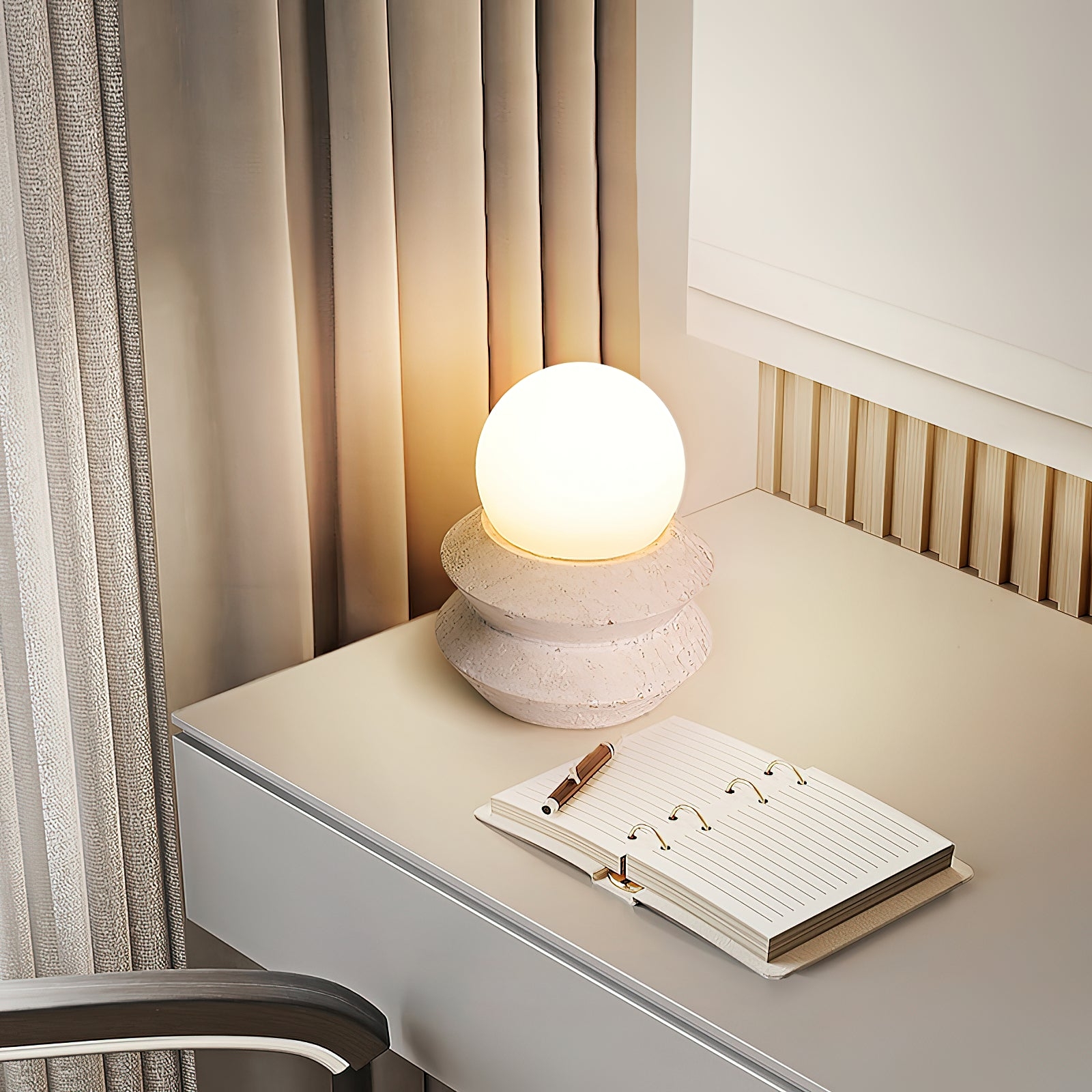 Fin Travertine Table Lamp (Built-in Battery) D660
