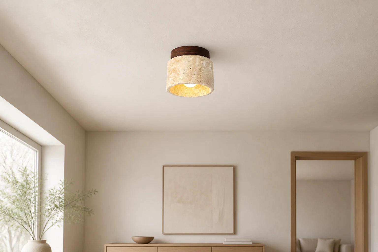 Lampa sufitowa Nordic Stone M201 w stylizowanej scenie wewnętrznej